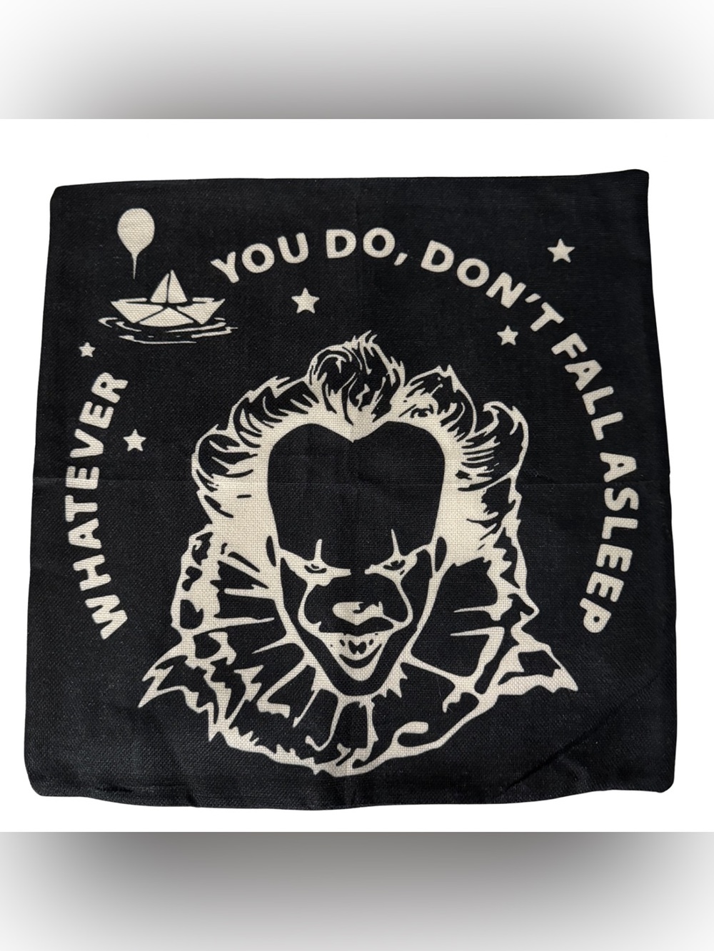 Pennywise IT‎ Throw Pillow Cover Whatever You Do Don’t Fall Asleep Horror Decor